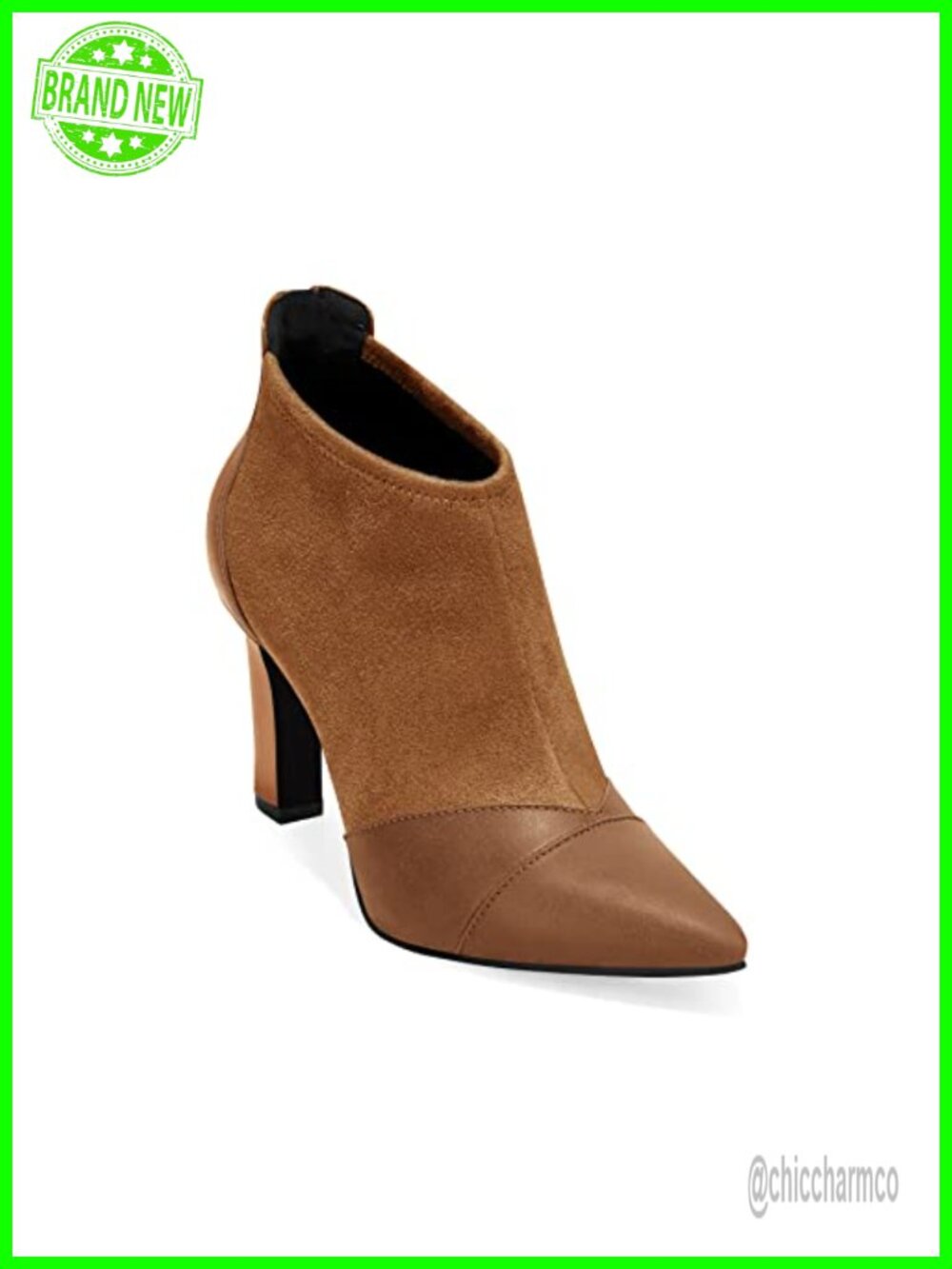 Pointed Toe Stiletto High Heel Splicing Ankle Booties with Back Zipper
